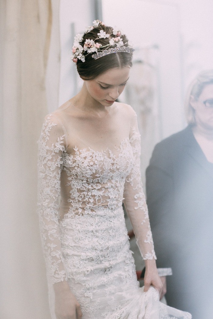 Reem Acra Sheer Lace Wedding Dress Reem Acra Sheer Lace Wedding Dress