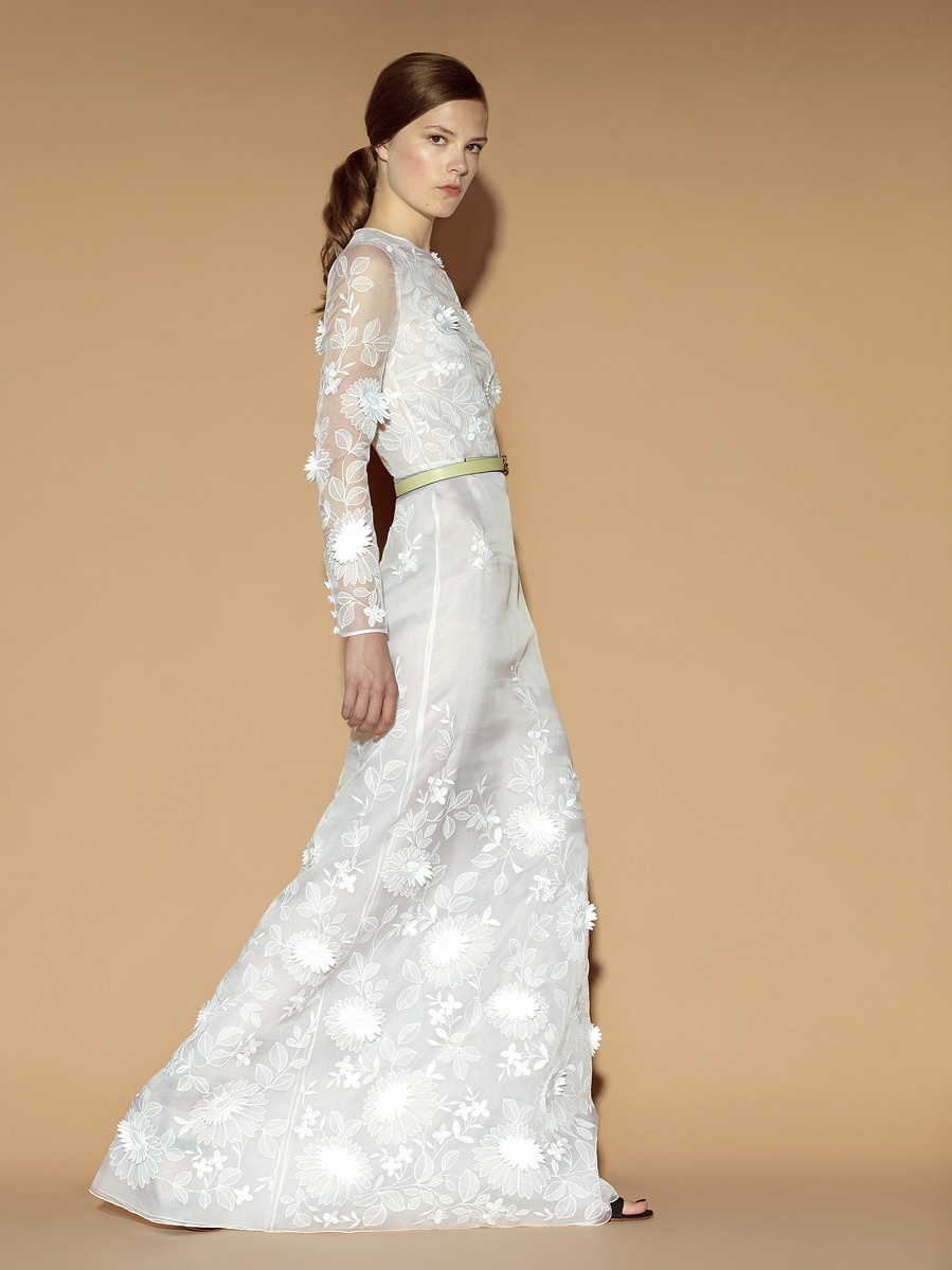 Valentino Floral Appliqué Long-Sleeved Dress Valentino Floral Appliqué Long-Sleeved Dress