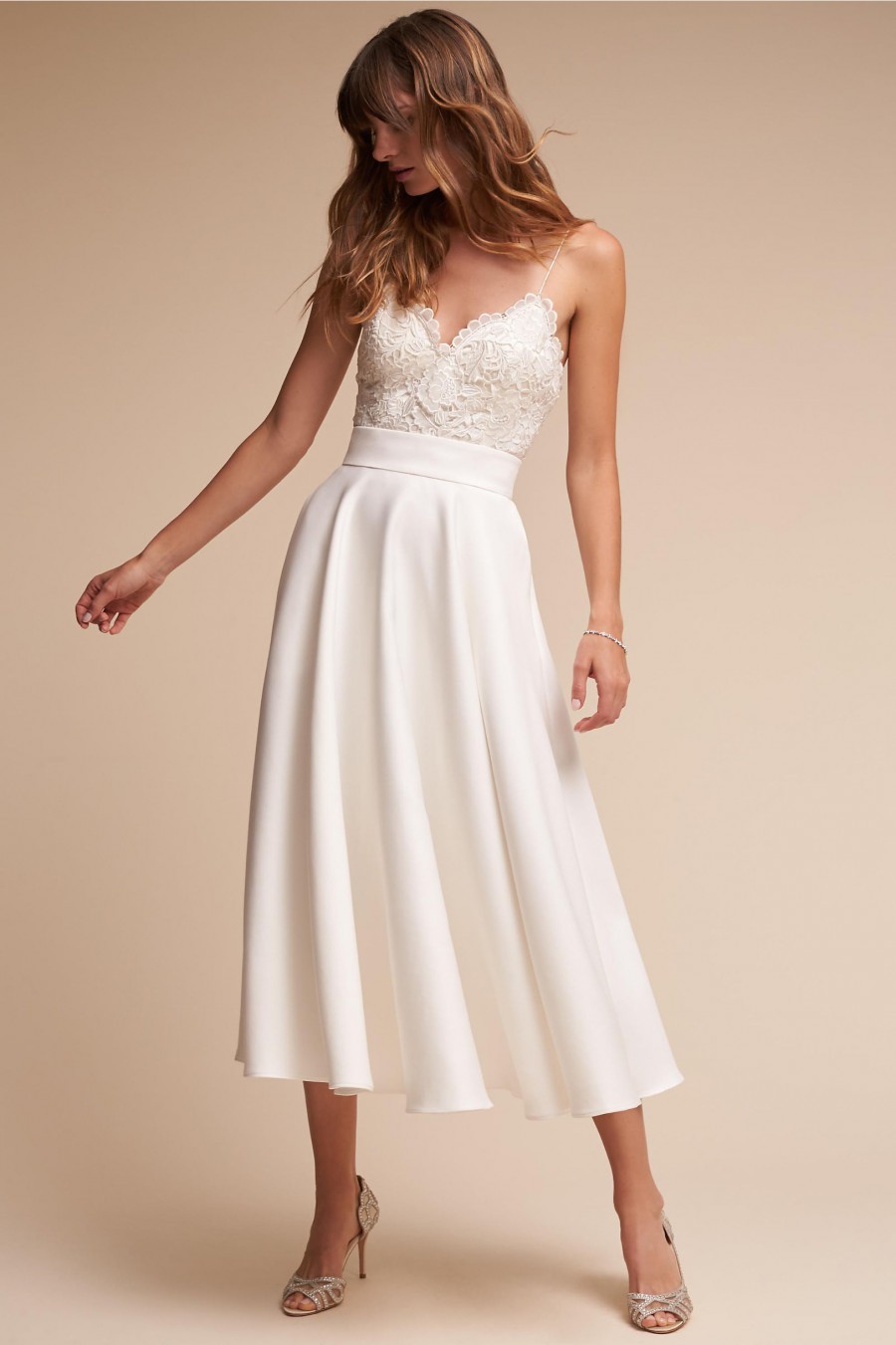 white dresses midi length
